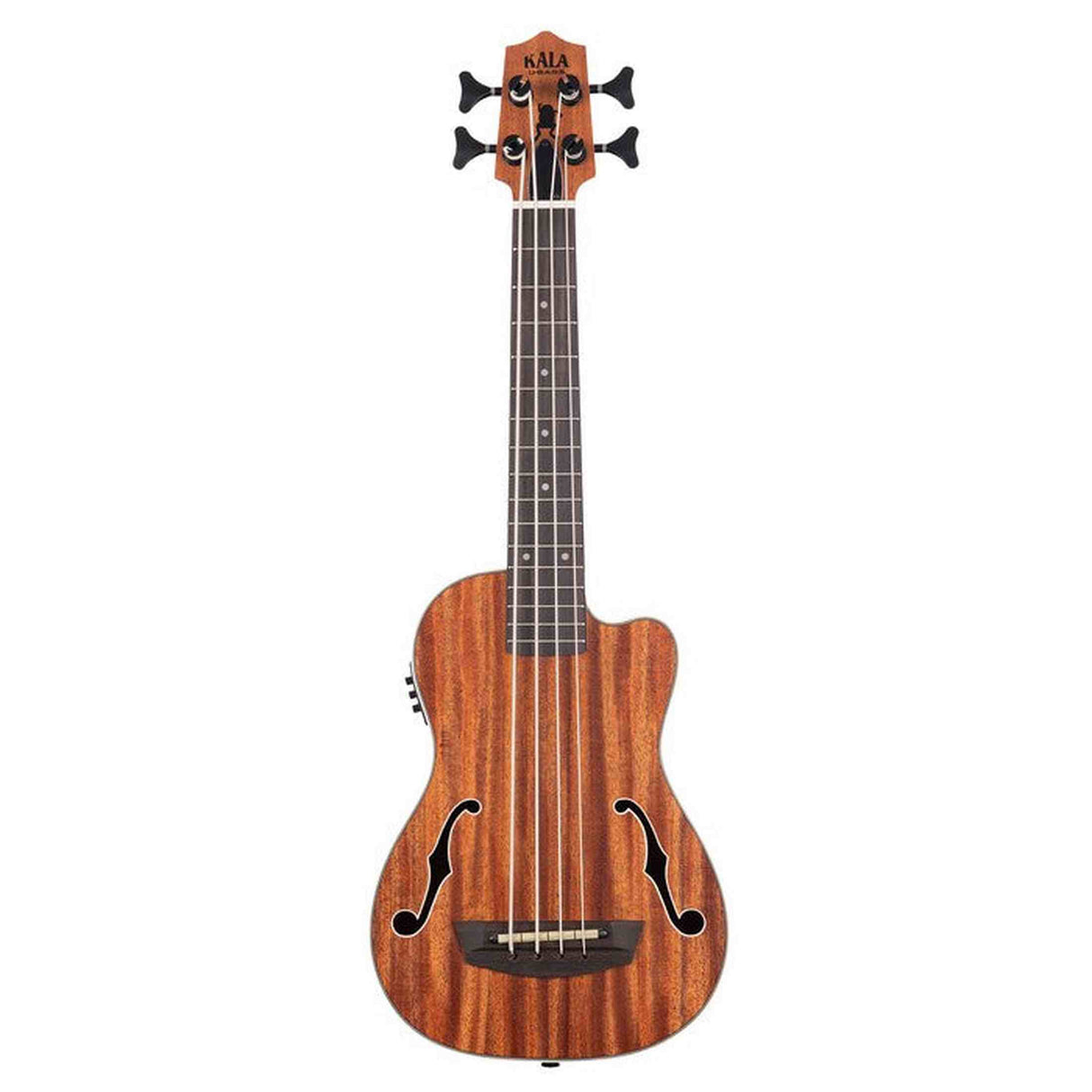 Kala Journeyman U•BASS® bas ukulele – Mahonie, F-Holes, Elektrisch-Akoestisch met EQ en Gigbag