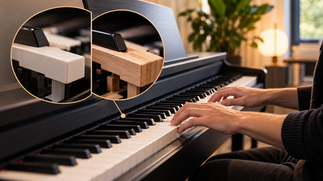 Digitale piano met houten toetsen. Is het de meerprijs waard?