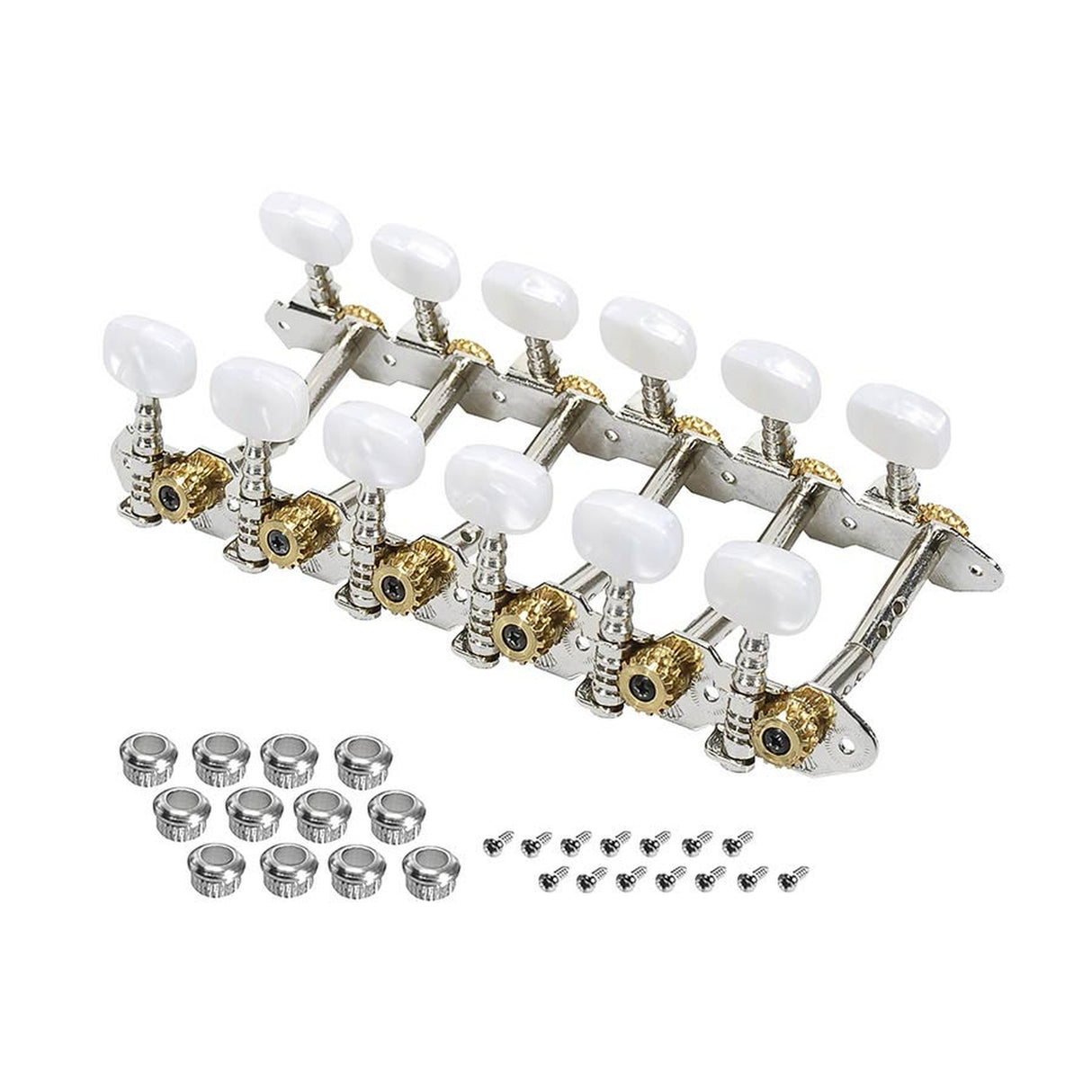 Boston 047-125 machine heads for 12-string guitar, double drilled metal shaft, 125,0mm, plastic buttons