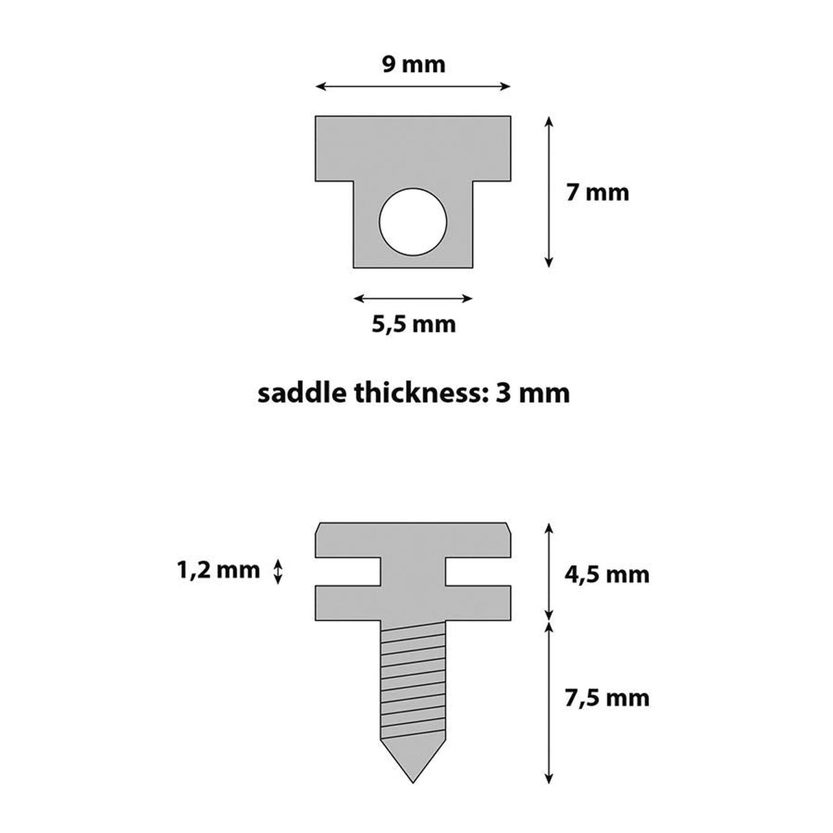 Boston S-160-Nbrugzadel, metaal, nikkel, LP-model, inclusief veer en schroef, 6-pack