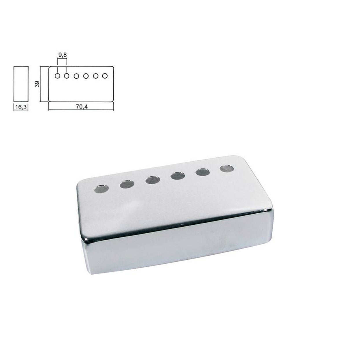 Boston HPC-20-NIF pickup cover, humbucker, pitch=9,8mm, hals positie, metaal nikkel