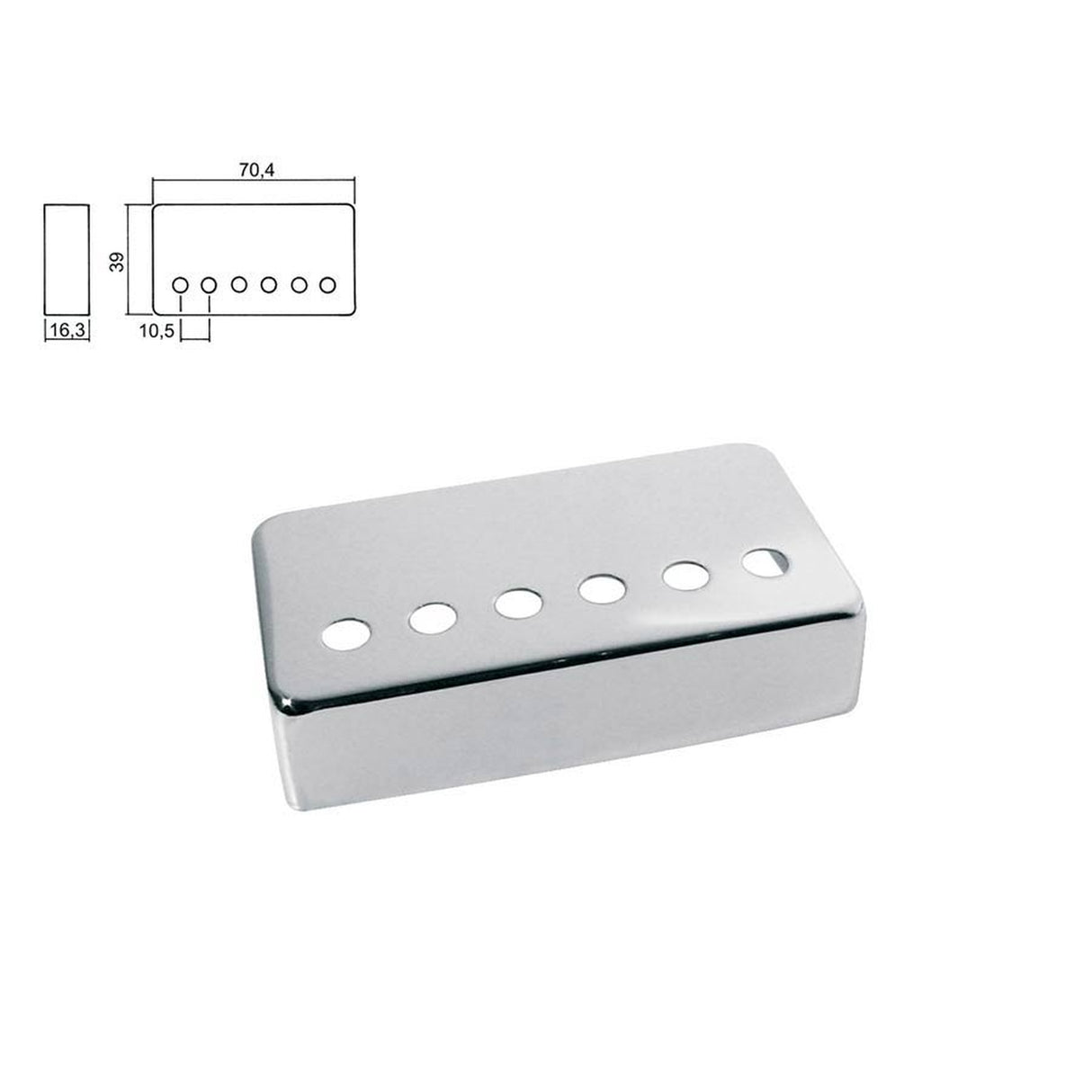 Boston HPC-20-NIR pickup cover, humbucker, pitch=10,5mm, brug positie, metaal nikkel