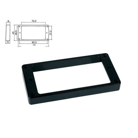 Boston HPF-04-TBK pickup ring, humbucker, flat, black, plastic, height: 9,0-11,0mm, high, flat