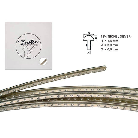 Boston FW-1530068 fretwire, 5 m., 18% nickel silver, h=1,5 w=3,0 g=0,6mm, alternative for 6000