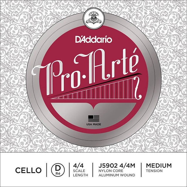 D'Addario J5902-44M cello string D-2 4/4, medium, aluminum