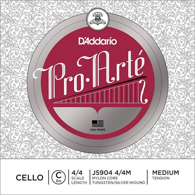 D'Addario J5904-44M cello string C-4 4/4, medium, silver/tungsten