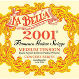 La Bella L-2001FM snaren set classic/flamenco, professional, black nylon trebles & silverplated basses, medium tensio
