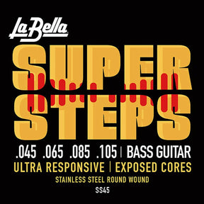 La Bella L-SS-45 snaren set elektrisch bass, stainless steel roundwound, light, 045-065-085-105 longscale