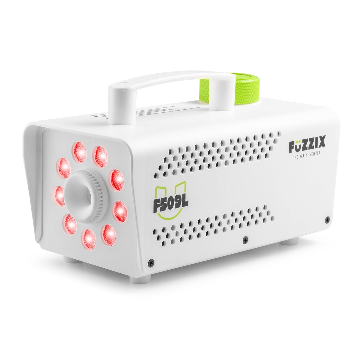Fuzzix F509LW Party Rookmachine – 500W White Edition met 9x RGB LED’s en Draadloze Afstandsbediening