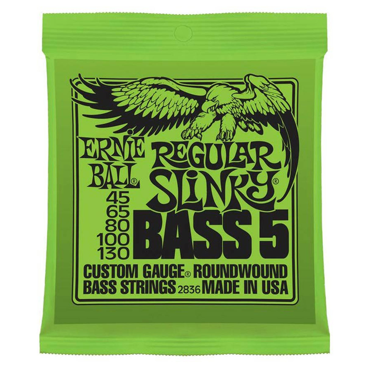 Ernie Ball EB-2836 snaren set 5-snaar bass, roundwound longscale, regular slinky, 045-065-080-100-130