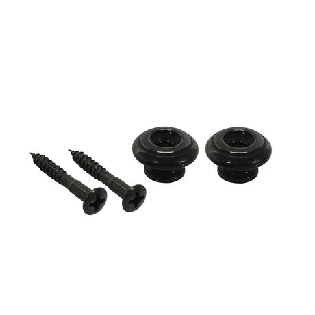 Boston EP-S-B strap buttons, metal, with screw, v-model, diameter 15mm, 2-pack, black