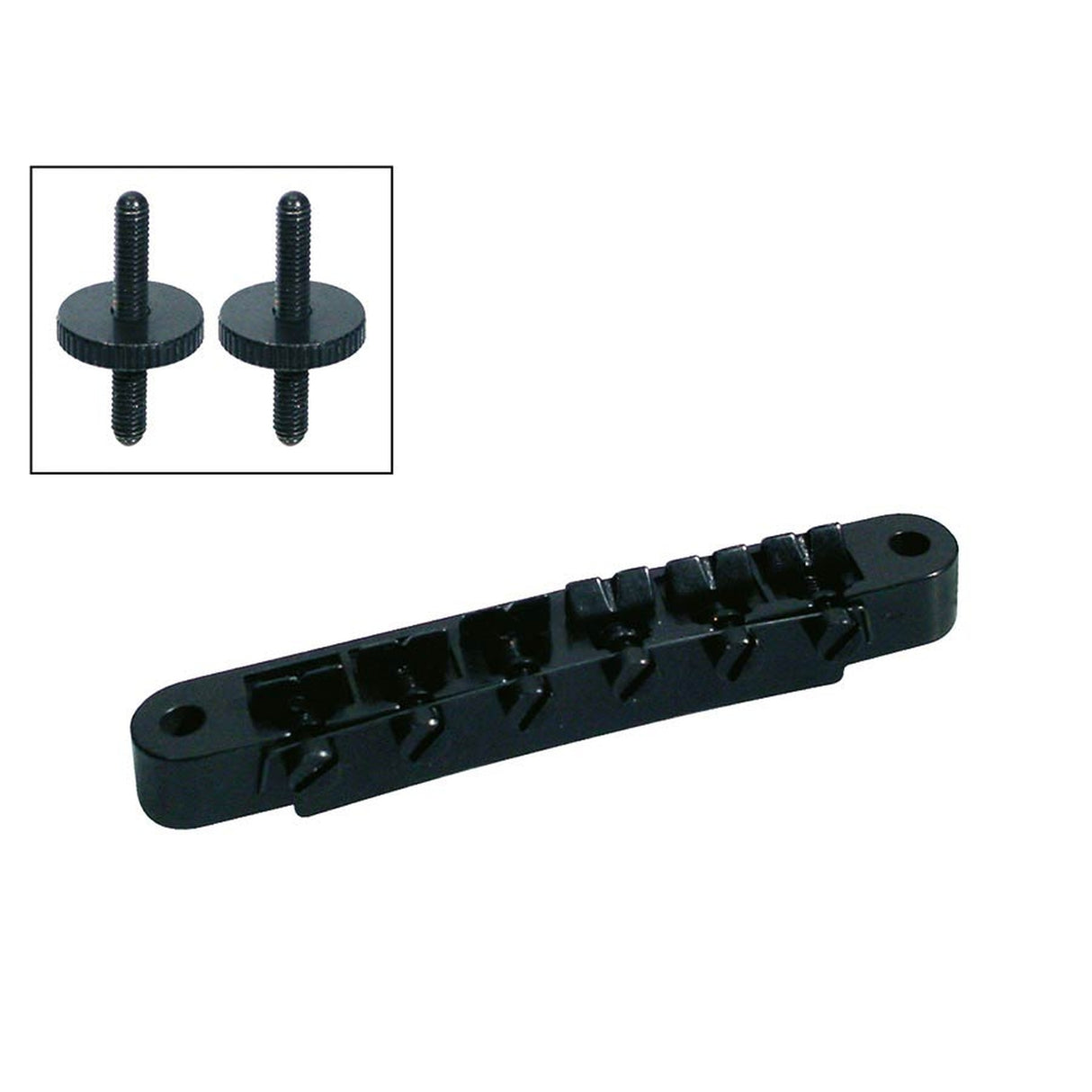 Boston B-161-B brug voor e-gitaar, "tune'o matic", zwart, stud spacing 74,0mm, stud diam 4,0mm