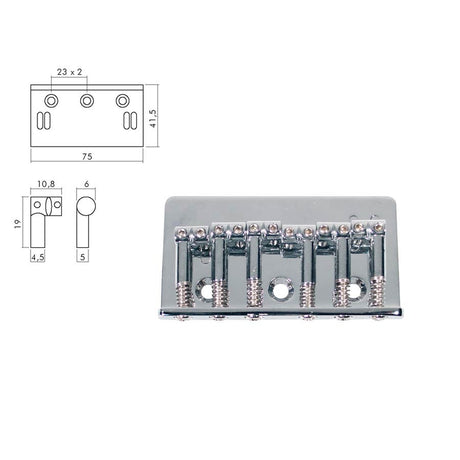 Boston B-1500-C brug-staartstuk, Stallion, pitch 10,8mm, strings mounted in bridge, chroom