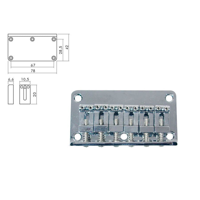 Boston B-1506-C brug-staartstuk, Stallion, pitch 10,5mm, strings mounted in bridge, chroom