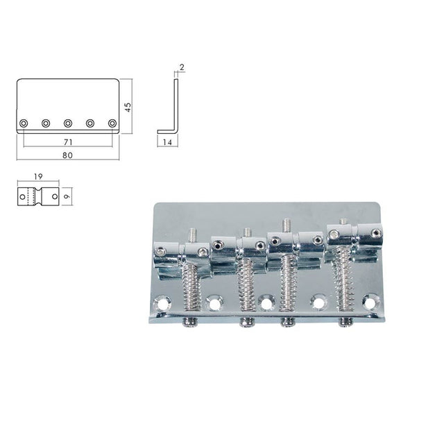 Boston BB-104-C brug-staartstuk, Jocker/ Puncher bass, pitch 19mm, chroom