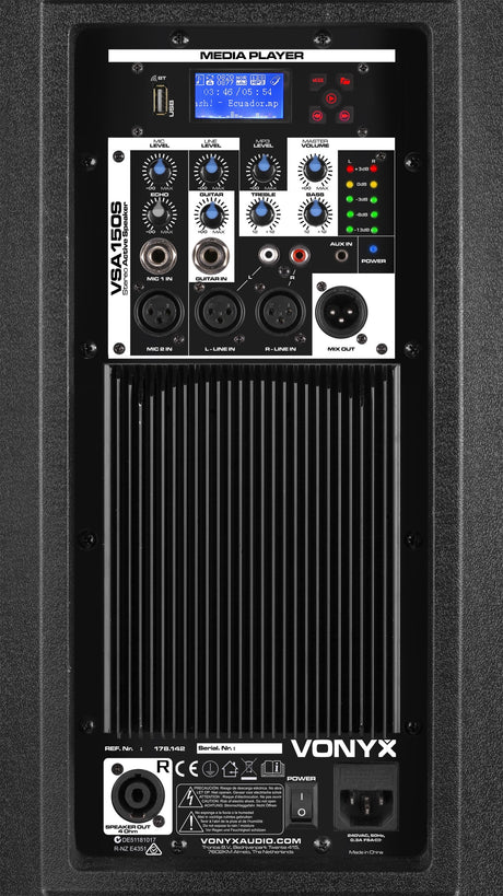VONYX VSA150S 1000W Actieve Stereo Speakerset met Bluetooth, USB Speler en 15 inch Woofers