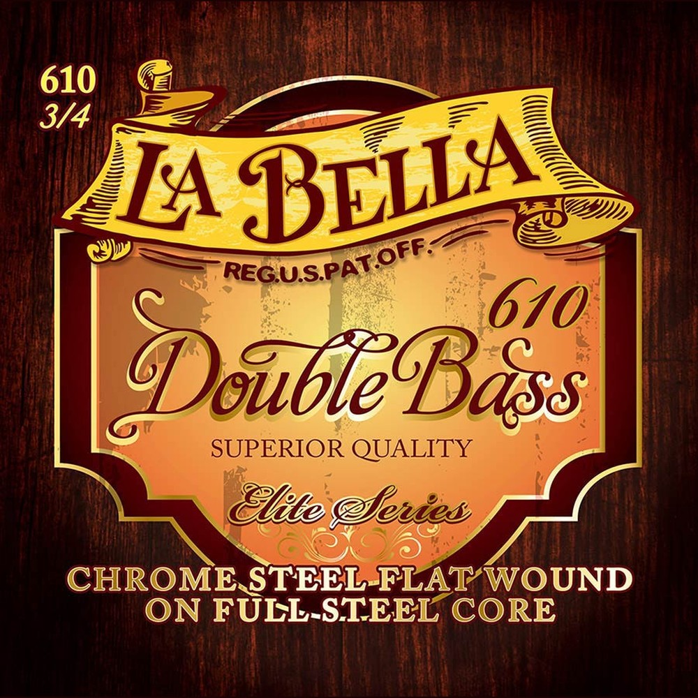 La Bella L-610 double bass 3/4 string set, full steel core, chrome steel flatwound