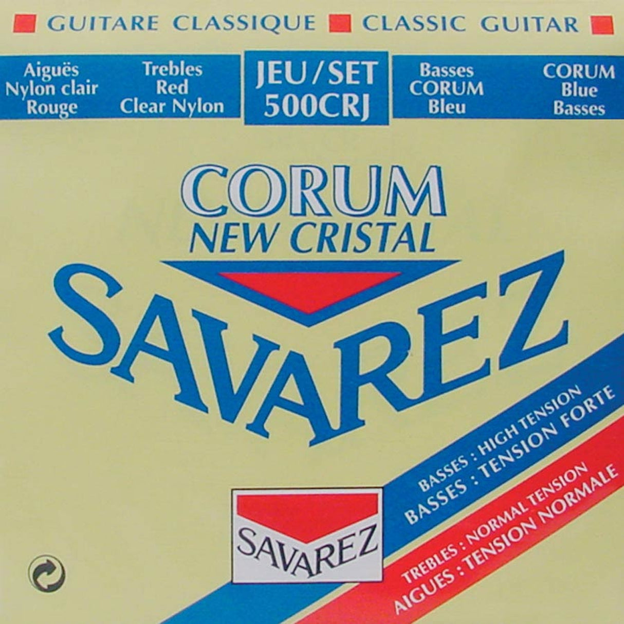 Savarez 500-CRJ snaren set classic, New Cristal trebles, silverwound Corum basses, hybrid tension