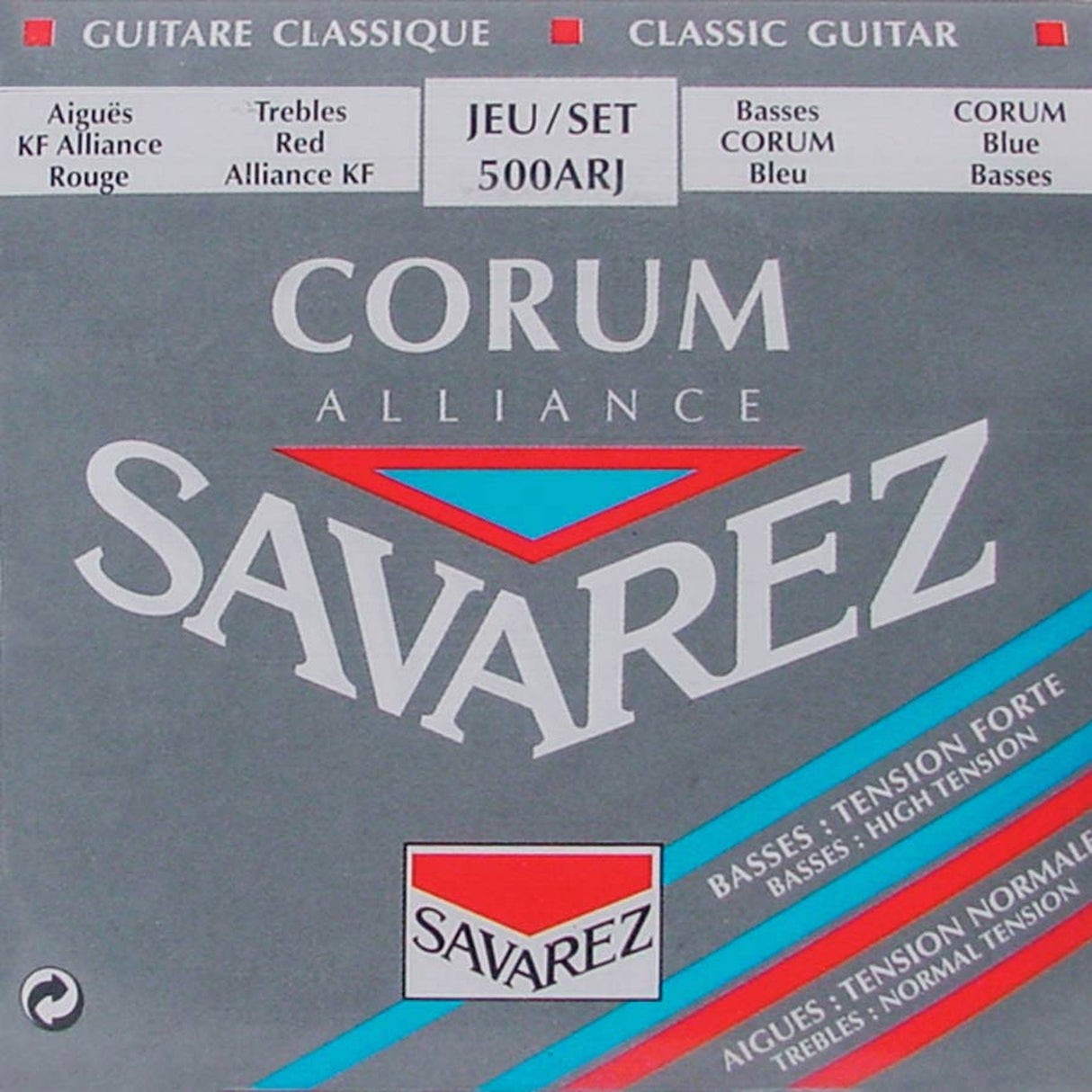 Savarez 500-ARJ snaren set classic, KF composite fiber, silverwound Corum basses, hybrid tension