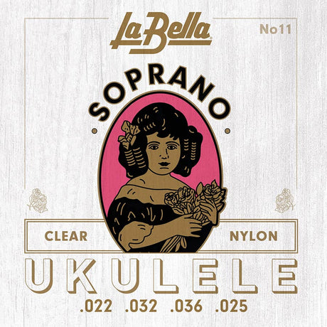 La Bella L-11 snaren set sopraan ukulele, clear nylon, 022-032-036-025