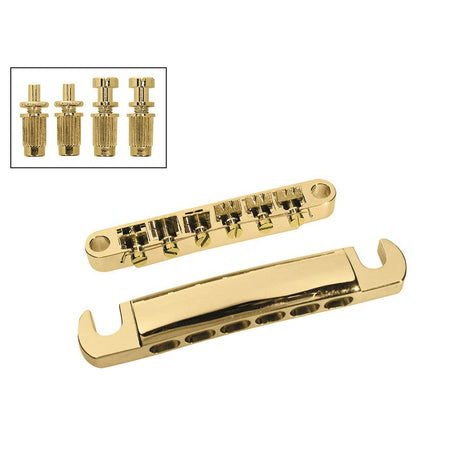 Boston BT-168-G brug and tailpiece set, 12-snarig, verguld, met studs