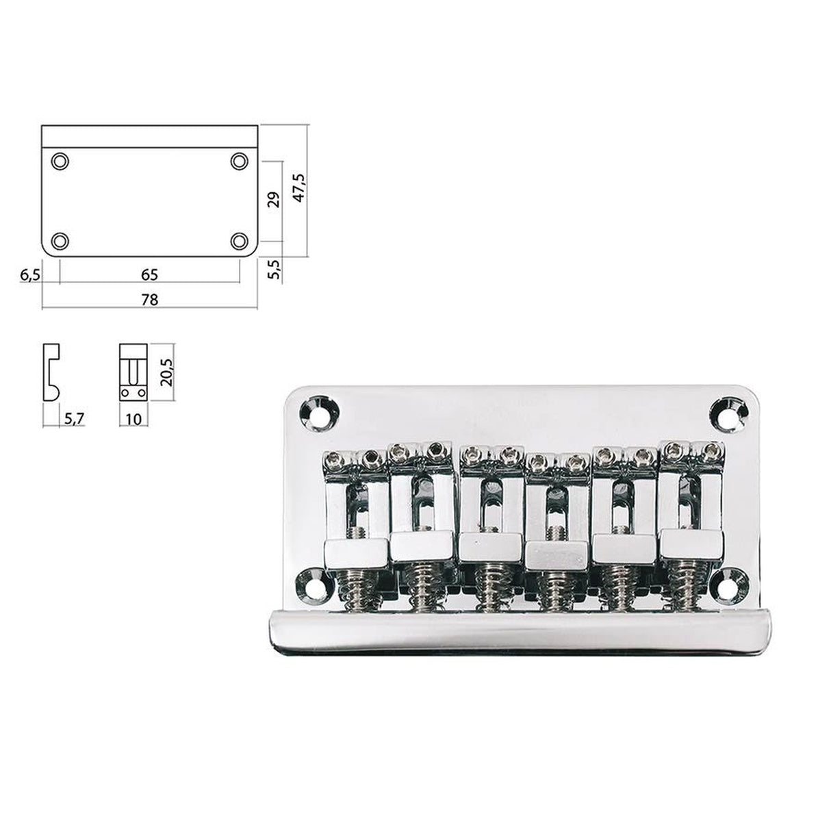 Boston B-1560-C brug-staartstuk, Stallion, pitch 10,0mm, chroom