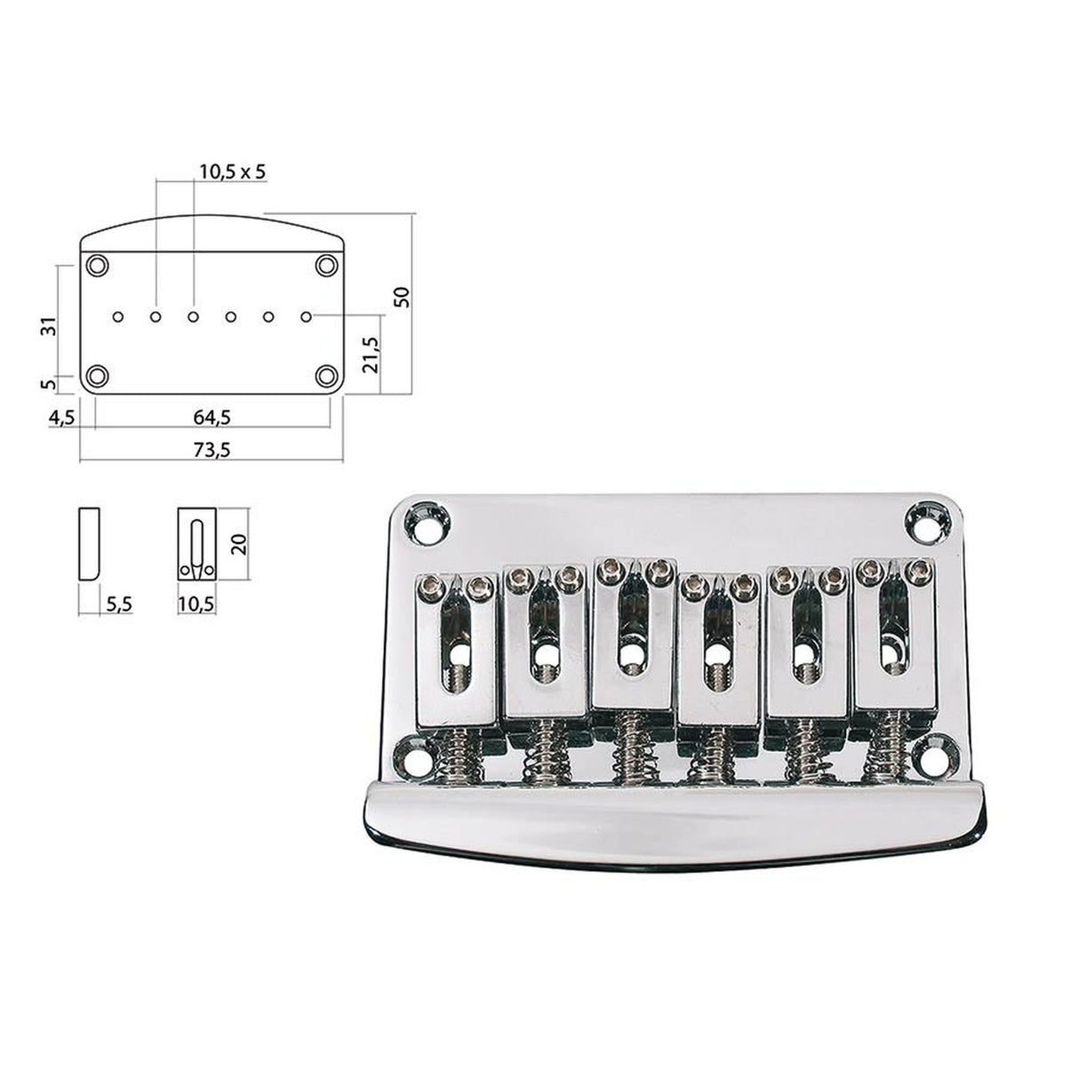 Boston B-1580-C brug-staartstuk, Stallion, pitch 10,5mm, chroom