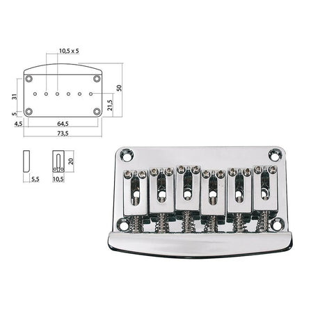 Boston B-1580-C brug-staartstuk, Stallion, pitch 10,5mm, chroom