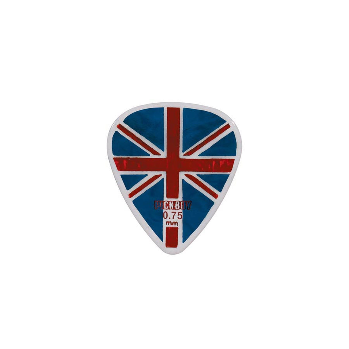 Pickboy GP785-075 0.75 mm. plectra met "union jack"-design, 50-pack