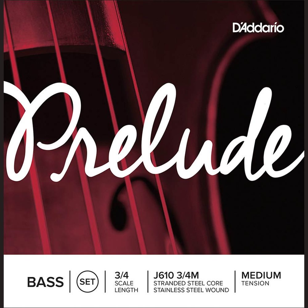 D'Addario J610-34M double bass string set 3/4, medium, stranded steel core, stainless steel