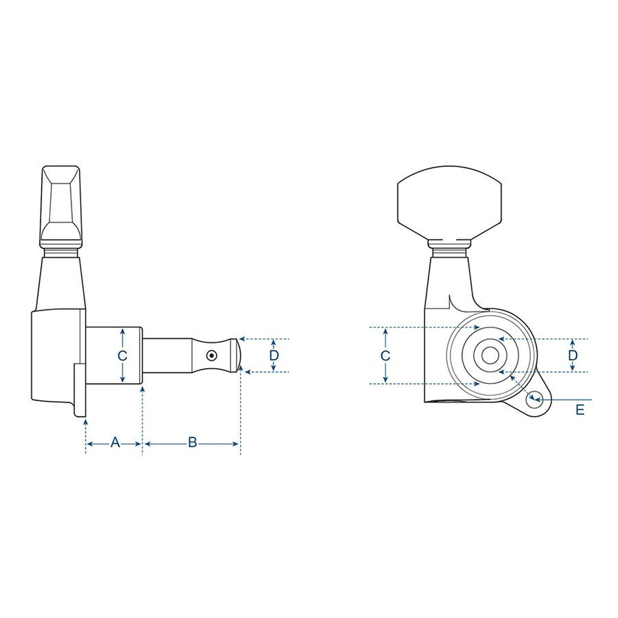 Boston 77-BLR machine heads for guitar, die cast, 3x left+3x right, small buttons, black