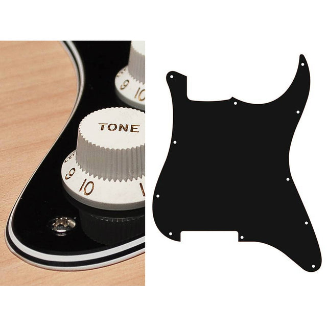 Boston ST-400-B pickguard, Stallion, no holes only screw holes , 4 ply, black