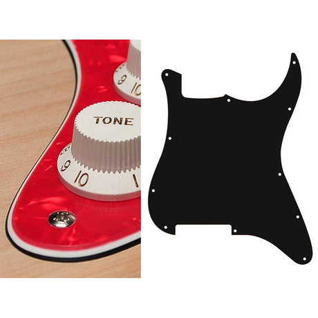 Boston ST-300-PR pickguard, Stallion, no holes only screw holes , 3 ply, pearl red