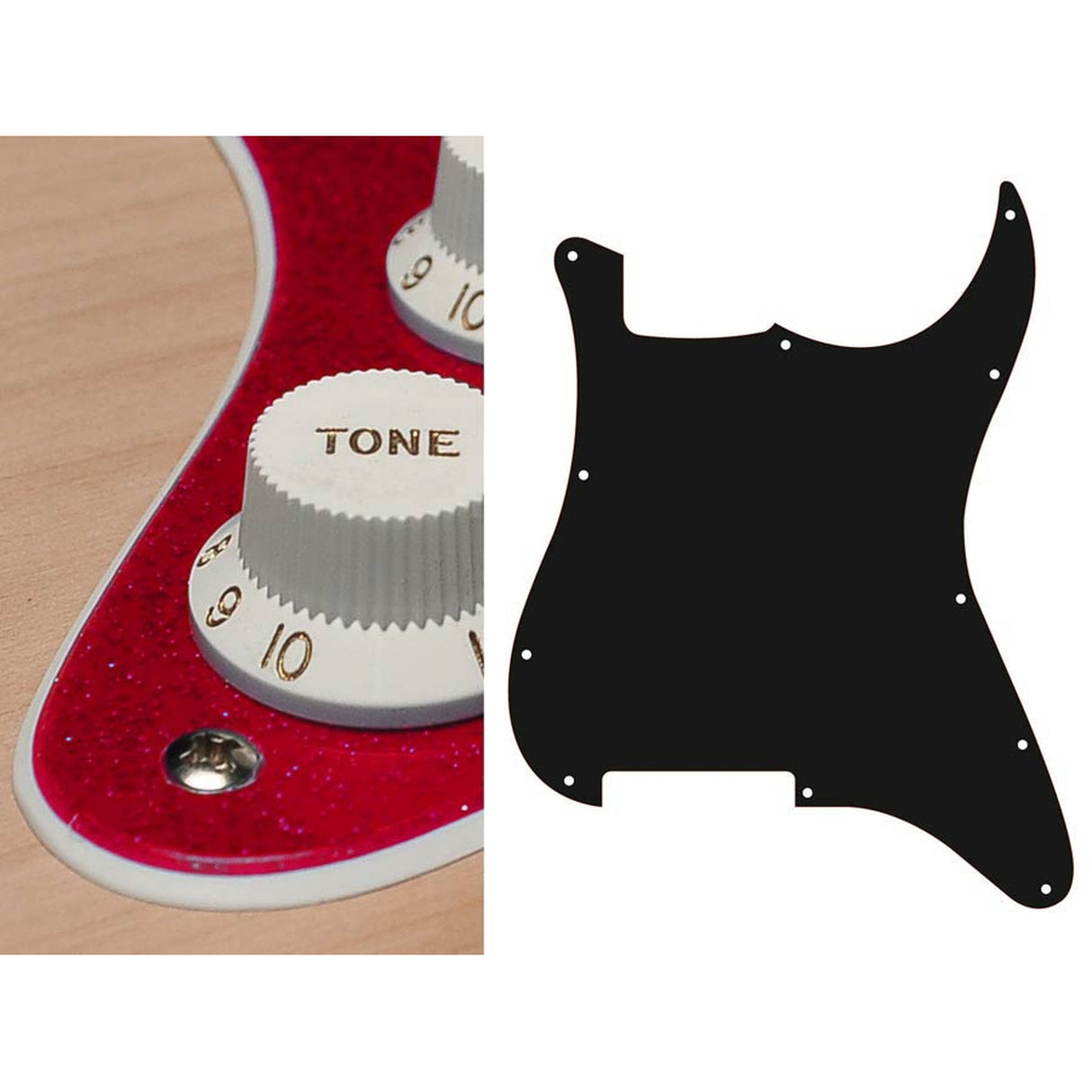 Boston ST-200-SRD pickguard, Stallion, no holes only screw holes , 2 ply, sparkling red