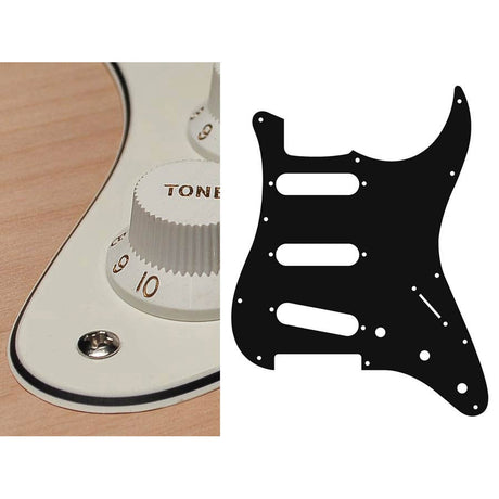 Boston ST-313-VW pickguard, Stallion, standard, SSS, 3 pot holes, 3-5 switch, 3 ply, vintage white