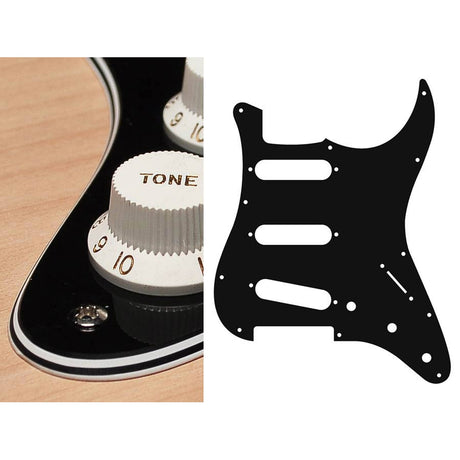 Boston ST-413-B pickguard, Stallion, standard, SSS, 3 pot holes, 3-5 switch, 4 ply, black