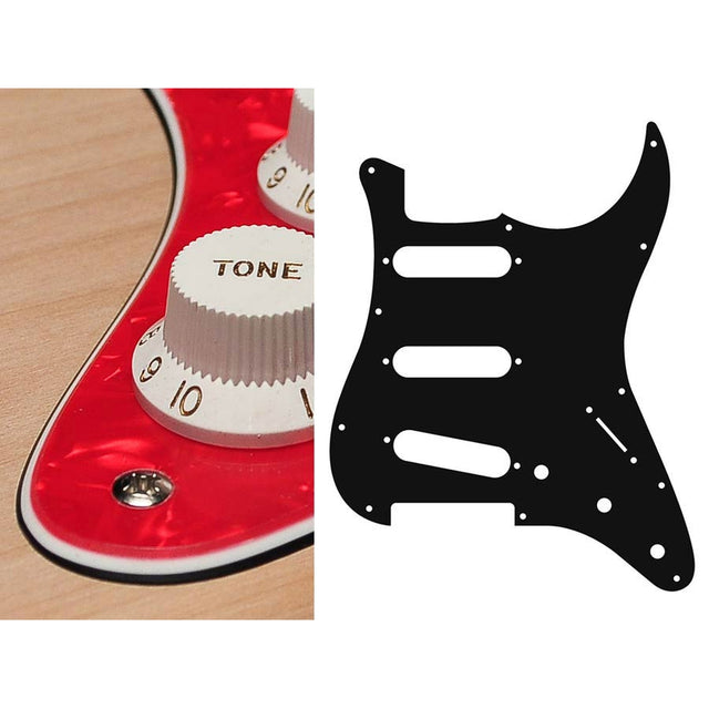 Boston ST-313-PR pickguard, Stallion, standard, SSS, 3 pot holes, 3-5 switch, 3 ply, pearl red