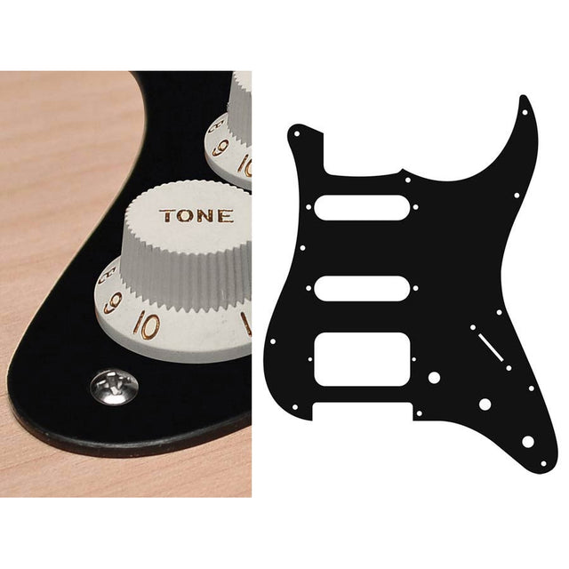 Boston ST-123-BM pickguard, Stallion, SSH, 3 pot holes, 3-5 switch, 1 ply, black matt