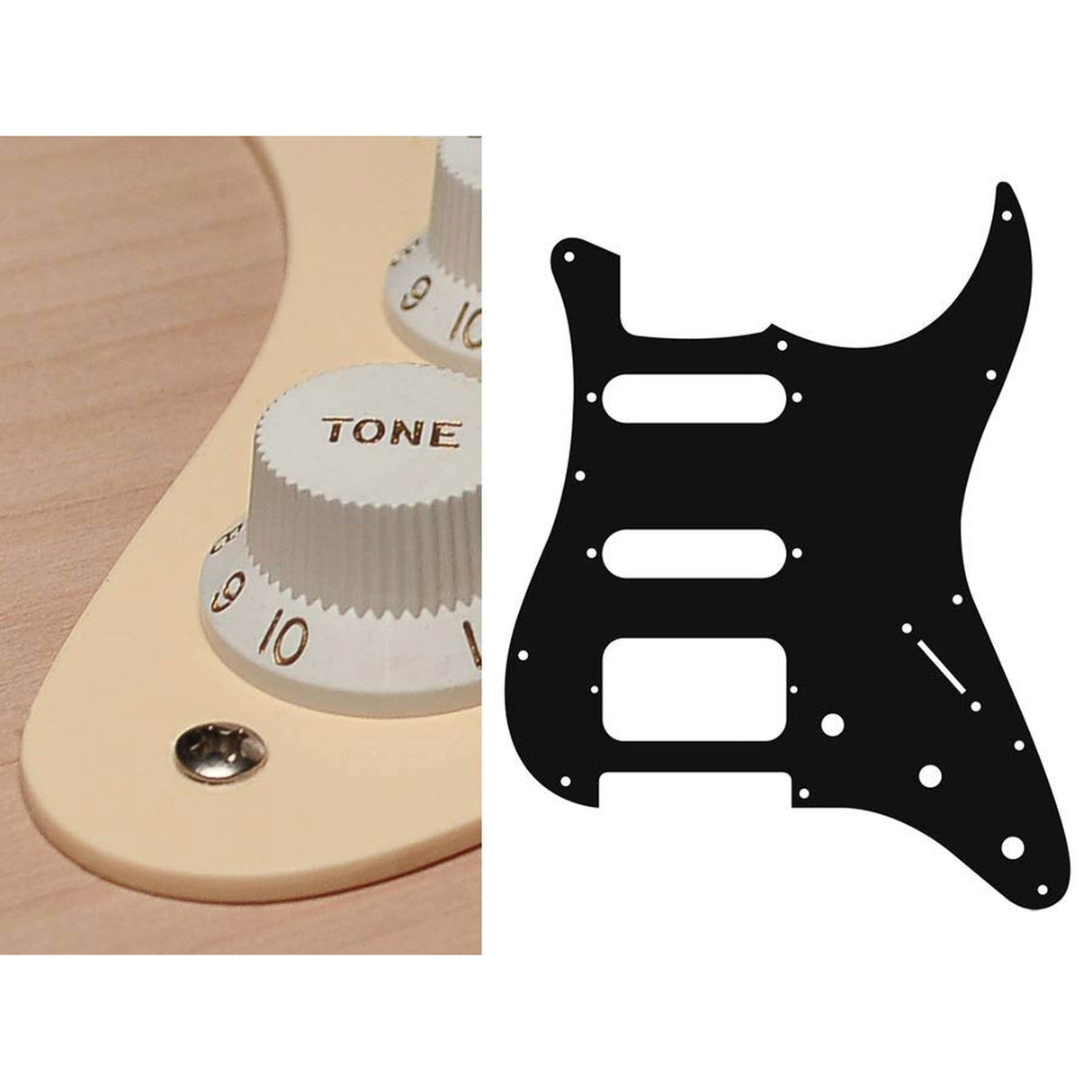 Boston ST-123-C pickguard, Stallion, SSH, 3 pot holes, 3-5 switch, 1 ply, cream