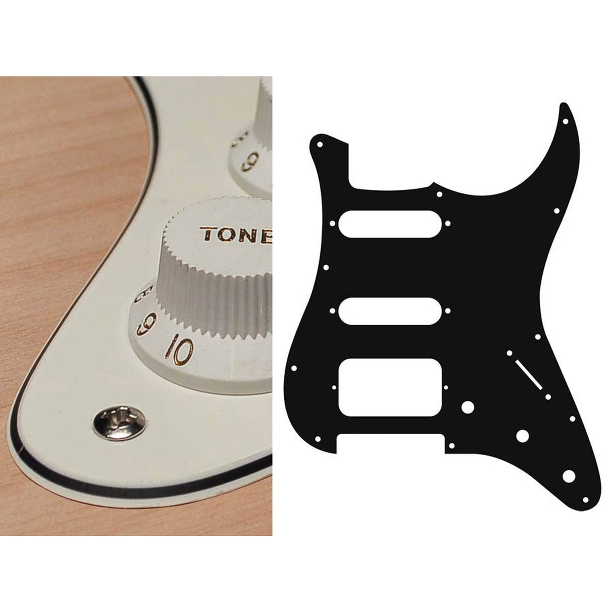 Boston ST-323-VW pickguard, Stallion, SSH, 3 pot holes, 3-5 switch, 3 ply, vintage white