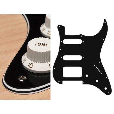 Boston ST-423-B pickguard, Stallion, SSH, 3 pot holes, 3-5 switch, 4 ply, black