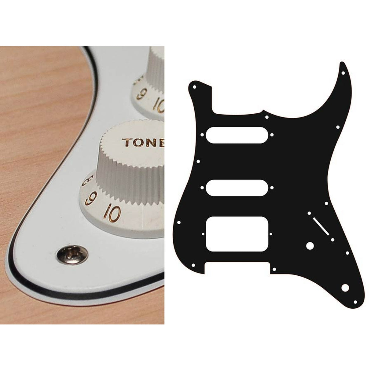 Boston ST-322-W pickguard, Stallion, SSH, 2 pot holes, 3-5 switch, 3 ply, white