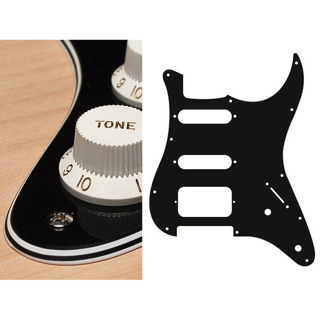 Boston ST-422-B pickguard, Stallion, SSH, 2 pot holes, 3-5 switch, 4 ply, black