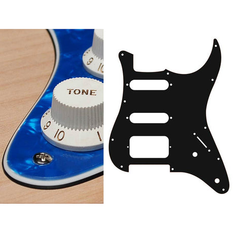 Boston ST-322-PBU pickguard, Stallion, SSH, 2 pot holes, 3-5 switch, 3 ply, pearl blue