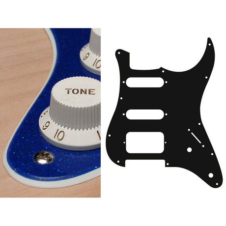 Boston ST-222-SBU pickguard, Stallion, SSH, 2 pot holes, 3-5 switch, 2 ply, sparkling blue