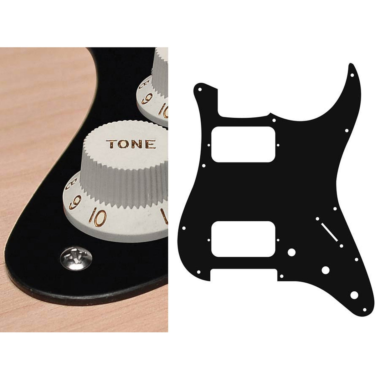 Boston ST-133-BM pickguard, Stallion, HH, 3 pot holes, 3-5 switch, 1 ply, black matt