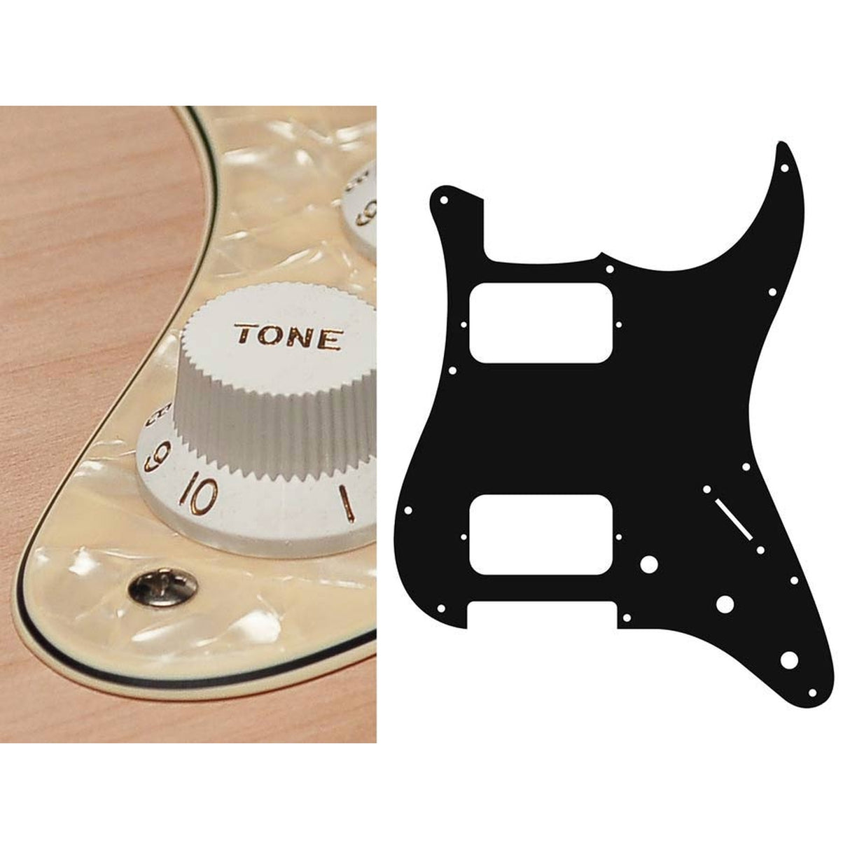 Boston ST-333-PC pickguard, Stallion, HH, 3 pot holes, 3-5 switch, 3 ply, pearl cream