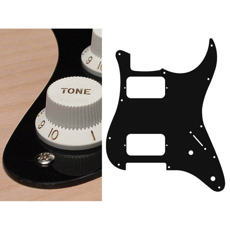 Boston ST-132-B pickguard, Stallion, HH, 2 pot holes, 3-5 switch, 1 ply, black