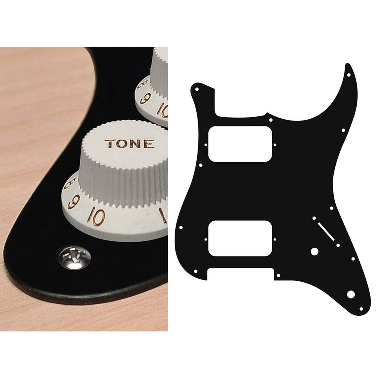 Boston ST-132-BM pickguard, Stallion, HH, 2 pot holes, 3-5 switch, 1 ply, black matt