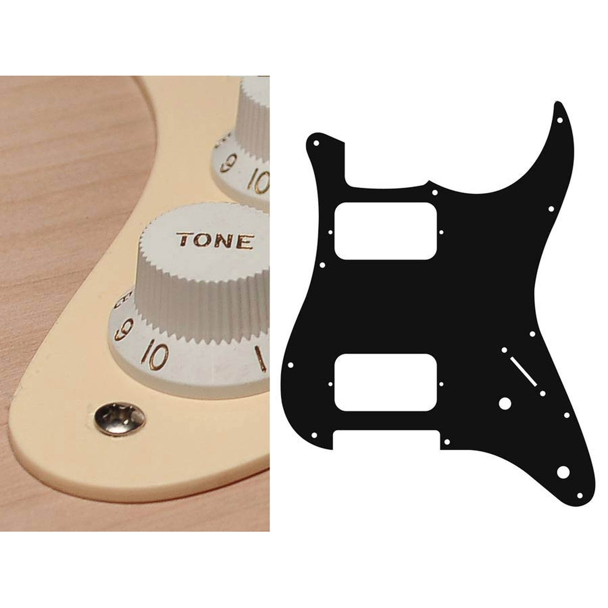 Boston ST-132-C pickguard, Stallion, HH, 2 pot holes, 3-5 switch, 1 ply, cream